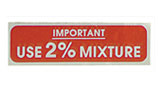 Vespa Red 2% Fuel Mixture Sticker 60 x 10mm