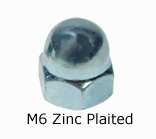 M6 Domed Nut Zinc Plated