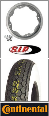 SIP Lambretta Tubeless Wheel Rim & Continetal White Wall Tyre