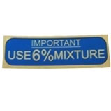 Vespa Blue 6% Fuel Mixture Sticker 60 x 20mm