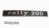 Vespa Rally 200  Rear Frame Badge Black & Silver Italian